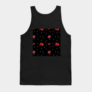 Poppies and little flowers on black background Tank Top